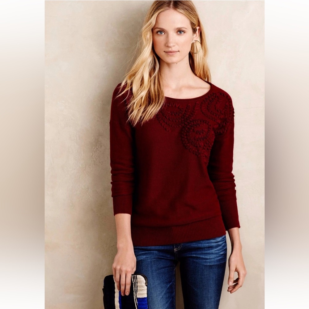 Anthropologie Tracy Reese Rich Burgundy Knit Sweater - Picture 1 of 6